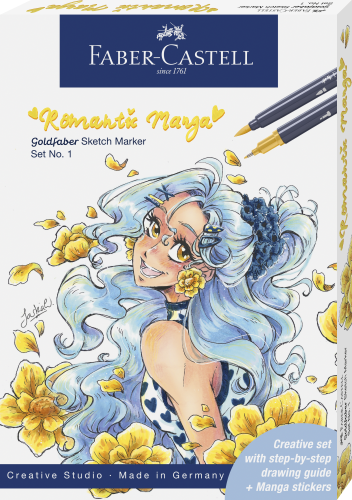 PISAK GOLDFABER SKETCH DWUSTRONNY ZESTAWMANGA NO.1 ROMANTIC 8 PISAKÓW + AKCESORIA FABER-CASTELL
