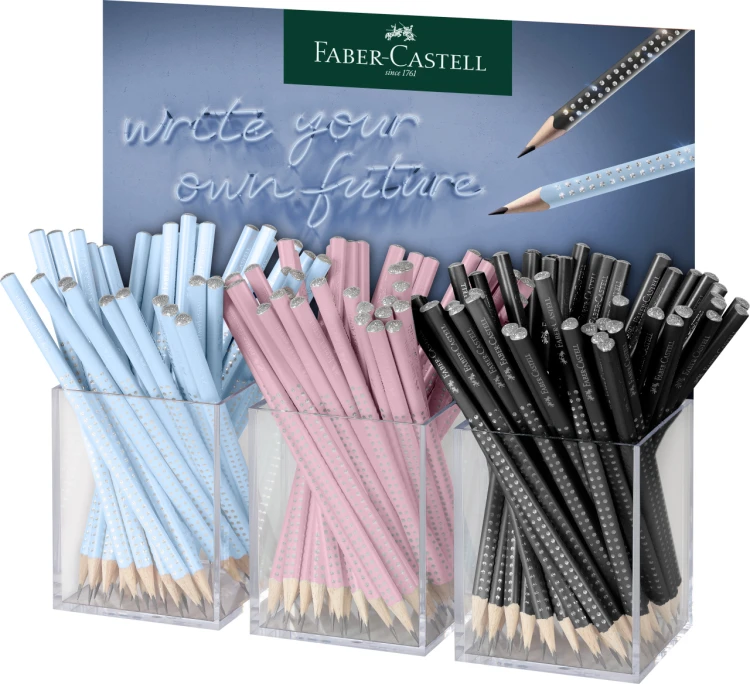 OŁÓWEK SPARKLE HARMONY DISPLAY 144 SZT.(JASNONIEBIESKI, RÓŻOWY, CZARNY) FABER-CASTELL
