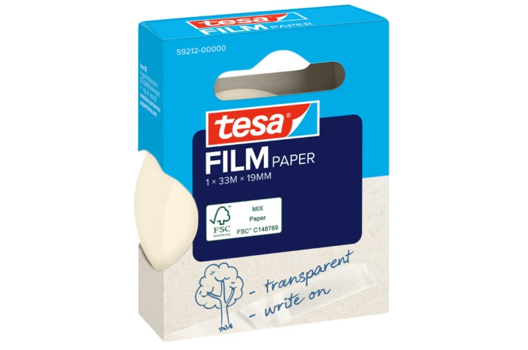 TAŚMA BIUROWA PAPIEROWA TESAFILM  TRANSPARENTNA 33M x 19MM