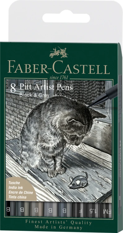 PITT ARTIST PEN B GREY&BLACK ETUI 8 SZT.FABER-CASTELL