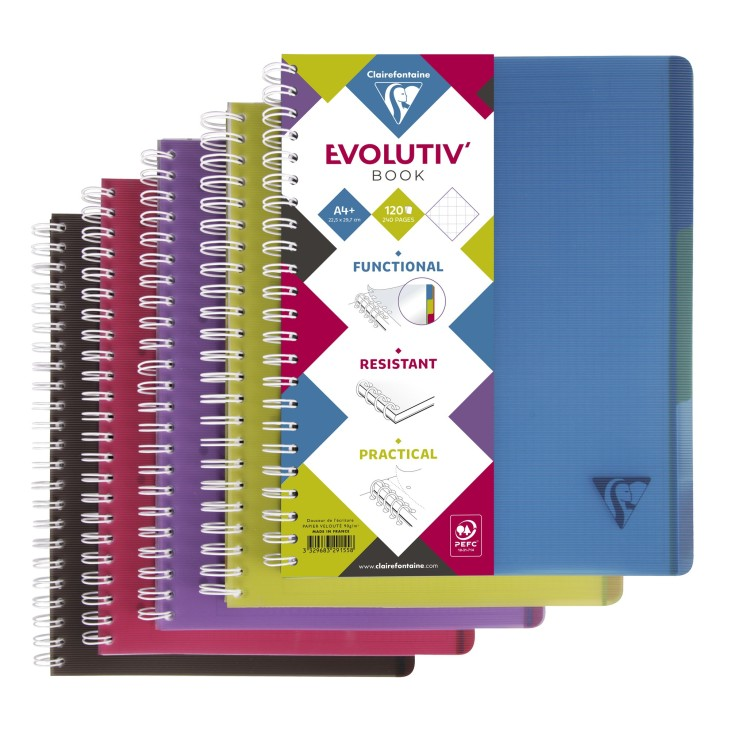 KOŁONOTATNIK LINICOLOR EVOLUTIV INTENSIVE W OKŁADCE Z PP, FORMAT A4+ (22,5X29,7 CM), W KRATKĘ, 120 KARTEK, 3 PRZEKŁADKI,