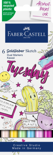 PISAK GOLDFABER SKETCH DWUSTRONNY ZESTAW KAWAII 6 KOL. FABER-CASTELL