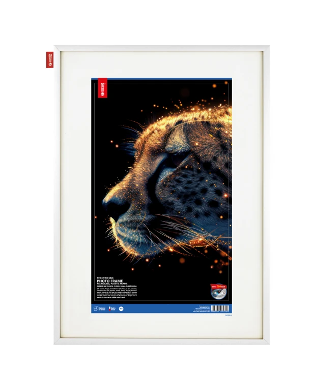 Ramka na zdjęcia MEMOBE, powierzchnia z pleksi, rama plastikowa biała, 70x50 cm