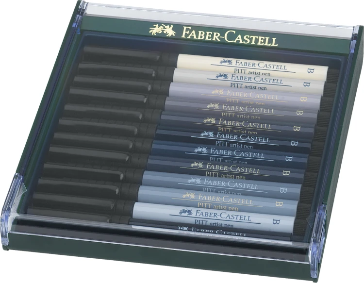 PITT ARTIST PEN BRUSH ZESTAW 12 KOL. GREY FABER-CASTELL