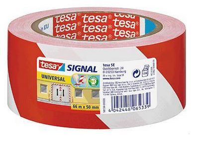 TAŚMA TESAPACK PP MARKING Y/B 66MX50MM BIAŁO-CZERWONA