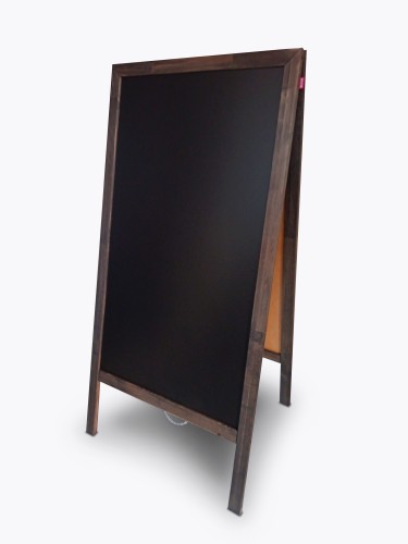 Potykacz kredowy MEMOBE czarny, dwustronny, rama drewniana czarno-brązowa, styl rustykalny, 60x100xh120 cm