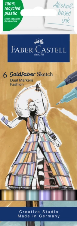 PISAK GOLDFABER SKETCH DWUSTRONNY ZESTAW FASHION 6 KOL. FABER-CASTELL