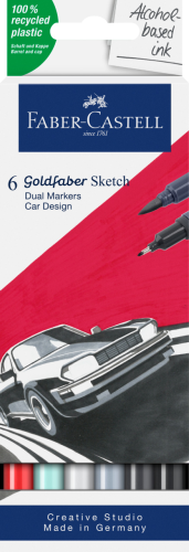 PISAK GOLDFABER SKETCH DWUSTRONNY ZESTAW CAR DESIGN 6 KOL. FABER-CASTELL