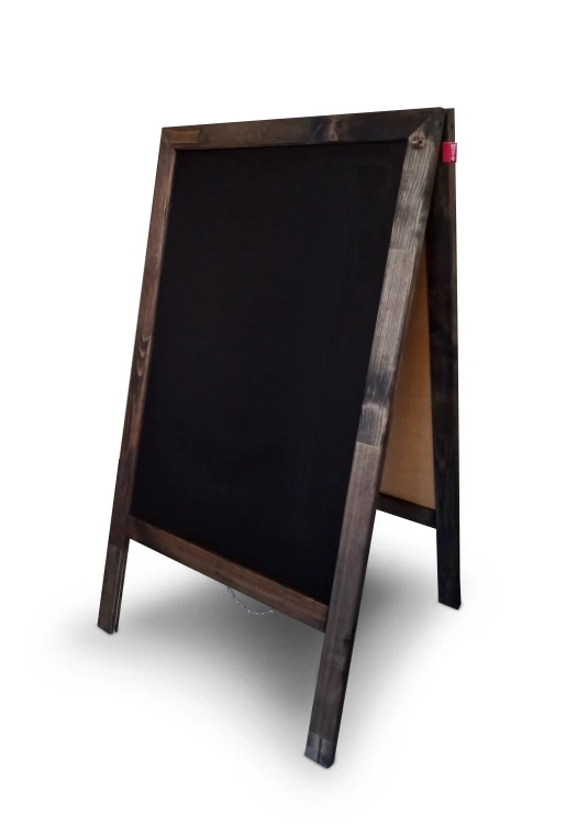 Potykacz kredowy MEMOBE czarny, dwustronny, rama drewniana czarno-brązowa, styl rustykalny, 50x70xh90 cm