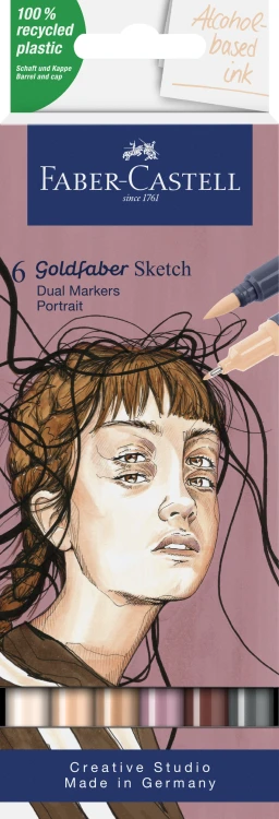 PISAK GOLDFABER SKETCH DWUSTRONNY ZESTAW PORTRAIT 6 KOL. FABER-CASTELL
