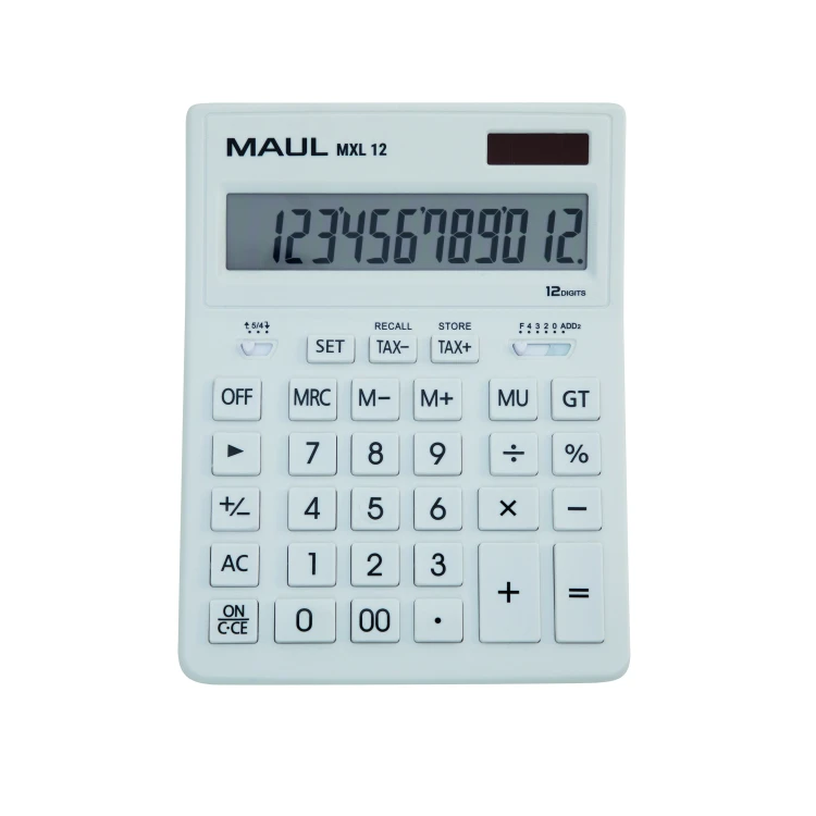 KALKULATOR BIURKOWY BUSINESS MXL 12, 12-POZYCYJNY, OBLICZANIE PODATKU, BIAŁY MAUL
