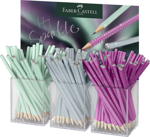 OŁÓWEK SPARKLE  AURORA DISPL. 144 SZT.(ICY GLOW, JELLY MINT, ELECTRIC FUCHSIA) FABER-CASTELL