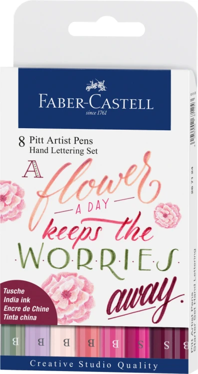 ZESTAW PITT ARTIST PEN HAND LETTERING 8 SZT. ODCIENIE RÓŻOWEGO FABER-CASTELL