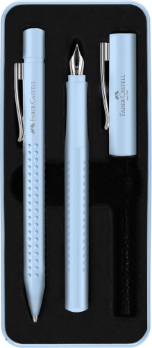 ZESTAW PREZENTOWY GRIP 2010 PIÓRO WIECZNE + DŁUGOPIS SKY BLUE OPAKOWANIE METALOWE FABER-CASTELL