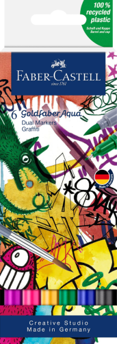 PISAK AKWARELOWY GOLDFABER AQUA DWUSTRONNY ZESTAW GRAFFITI 6 SZT. FABER-CASTELL