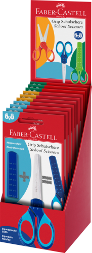 NOŻYCZKI SZKOLNE GRIP DISPLAY 10 SZT. MIX KOLORÓW FABER-CASTELL