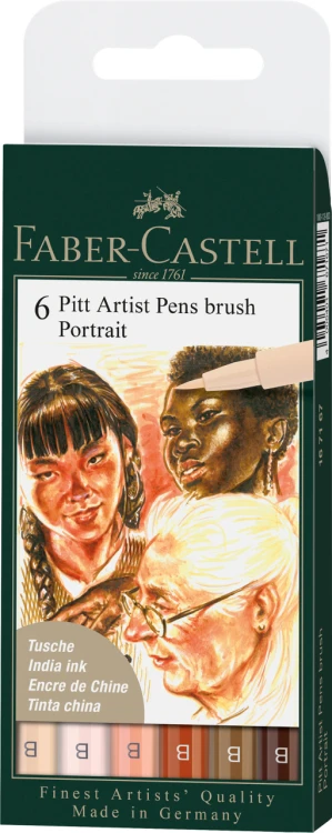 PITT ARTIST PEN B PORTRAIT ETUI 6 KOL. FABER-CASTELL