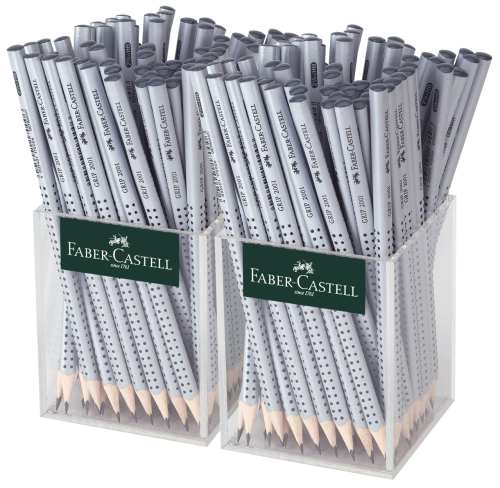 OŁÓWEK GRIP 2001 HB DISPLAY PLEXI 2X72 SZT. SREBRNY FABER-CASTELL