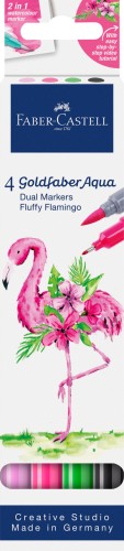 PISAK AKWARELOWY GOLDFABER AQUA DWUSTRONNY ZESTAW FLAMINGO 4 SZT. FABER-CASTELL