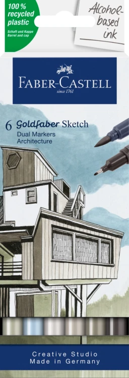 PISAK GOLDFABER SKETCH DWUSTRONNY ZESTAW ARCHITECT 6 KOL. FABER-CASTELL