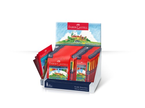 KREDKI SZEŚCIOKĄTNE ZAMEK EDYCJA WAWEL DISPLAY 40 SZT. (20x12 KOL.+ 20x24 KOL.) +  KOLOROWANKI FABER-CASTELL