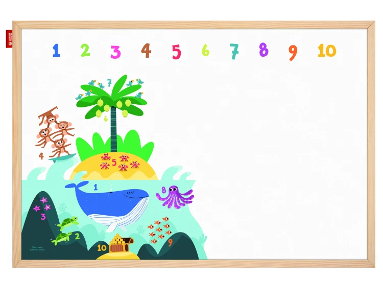 Tablica edukacyjna MemoBe, WHITEBOARDGAME: Numbers adventure!, nadruk CYFERKI, rama drewniana, 200x100 cm