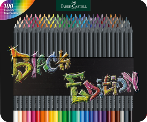 KREDKI TRÓJKĄTNE BLACK EDITION 100 KOL.OPAKOWANIE METALOWE FABER-CASTELL