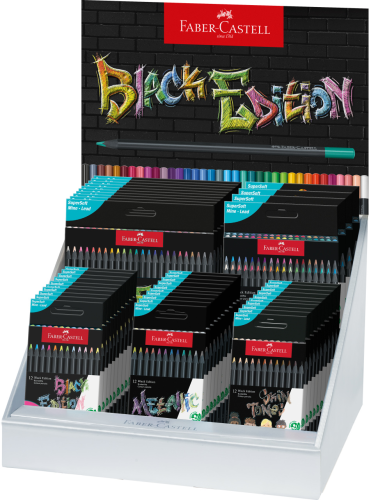 KREDKI TRÓJKĄTNE BLACK EDITION DISPLAY NALADOWY(10XNEON&PASTEL,10XMETALLIC,4X36 KOL.,10X24 KOL.,10XSKIN TONES)FABER-CAST