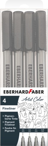CIENKOPISY PIGMENTOWE 4 SZT. MIX KOŃC. CZARNE OPAKOWANIE KARTONOWE EBERHARD FABER_x000D_
