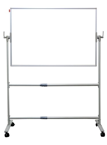 Tablica obrotowo-jezdna MEMOBE, TELESCOPIC, dwustronnie suchościeralna magnetyczna biała, rama aluminiowa, 200x100xh192