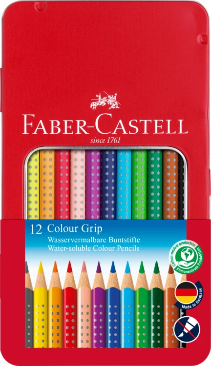 KREDKI GRIP 2001 12 KOL. OPAKOWANIE METALOWE FABER-CASTELL