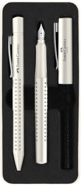 ZESTAW PREZENTOWY GRIP 2010 PIÓRO WIECZNE + DŁUGOPIS COCONUT MILK OPAKOWANIE METALOWE FABER-CASTELL