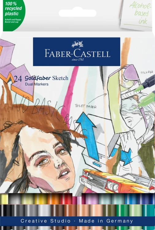 PISAK GOLDFABER SKETCH DWUSTRONNY ZESTAW 24 KOL. FABER-CASTELL