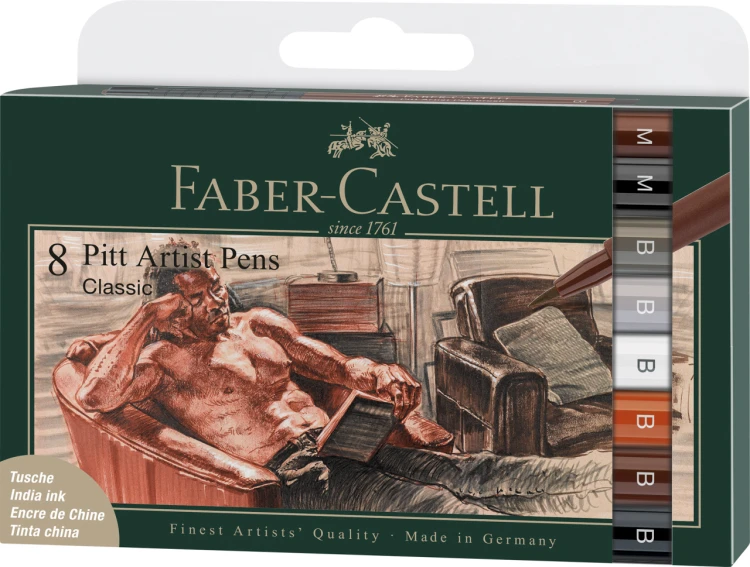 PITT ARTIST PEN B CLASSICAL ETUI 8 SZT. FABER-CASTELL