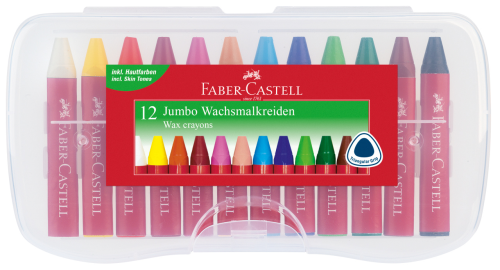 KREDKI ŚWIECOWE JUMBO 12 KOL. KASETKA PLASTIKOWA FABER-CASTELL