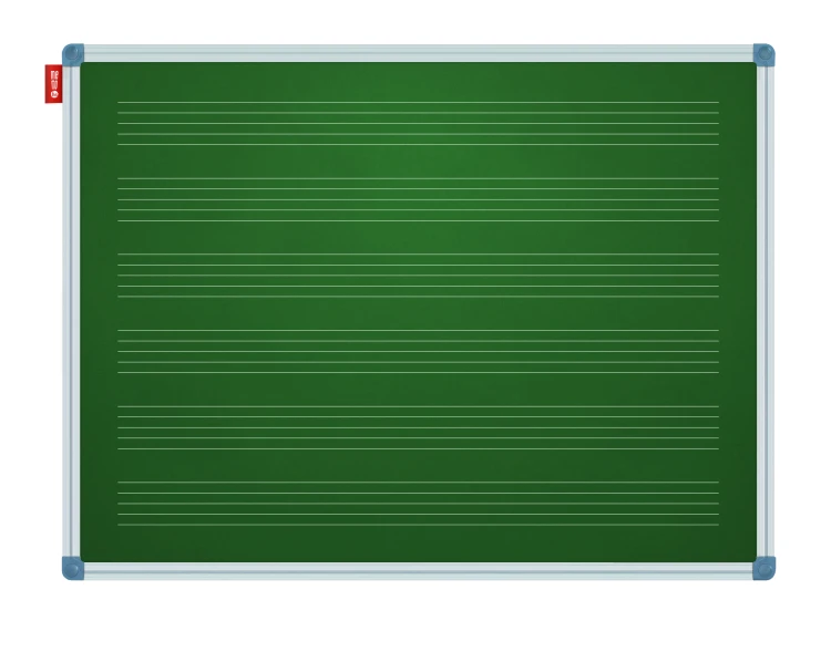 Tablica z nadrukiem pięciolinii MEMOBE, kredowa magnetyczna zielona, nadruk w kolorze białym, rama aluminiowa Classic, 1