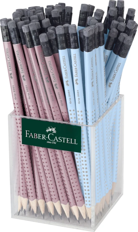 OŁÓWEK GRIP 2001 B Z GUMKĄ DISPLAY 2x36SZT.(NIEBIESKI/RÓŻOWY)FABER-CASTELL