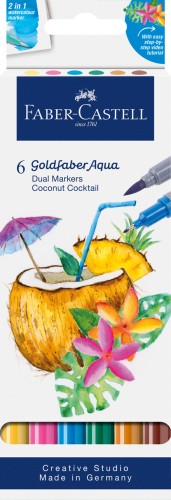 PISAK AKWARELOWY GOLDFABER AQUA DWUSTRONNY ZESTAW COCONUT 6 SZT. FABER-CASTELL