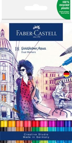 PISAK AKWARELOWY GOLDFABER AQUA DWUSTRONNY ZESTAW 18 KOL. FABER-CASTELL