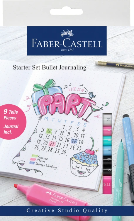ZESTAW STARTOWY BULLET JOURNAL (6x PITT ARTIST PEN+ZAKREŚLACZ+OŁÓWEK+BROSZURA ENG) FABER-CASTELL