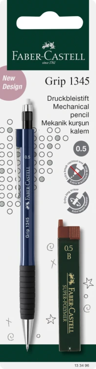 OŁÓWEK AUT. GRIP 1345 + 12 WKŁADÓW GRAFITOWYCH 0.5 MM B FABER-CASTELL