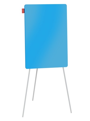 Flipchart na trójnogu MEMOBE, szklany niebieski, suchościeralny magnetyczny, 70x100xh180 cm