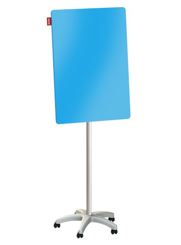 Flipchart mobilny MEMOBE, szklany niebieski, suchościeralny magnetyczny, star, 70x100xh220 cm