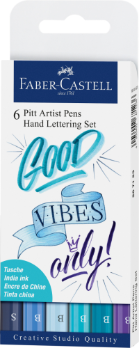 ZESTAW PITT ARTIST PEN HAND LETTERING 6 SZT. ODCIENIE NIEBIESKIEGO FABER-CASTELL