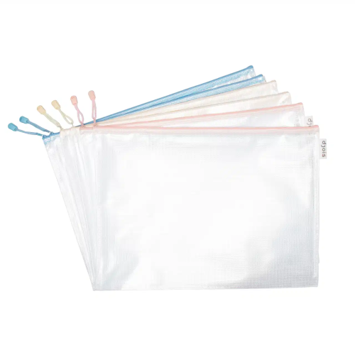 TECZKA PVC DJOIS ZAPINANA NA ZAMEK BŁYSKAWICZNY PASTELOWA A3 MIX KOLORÓW 6 SZT.