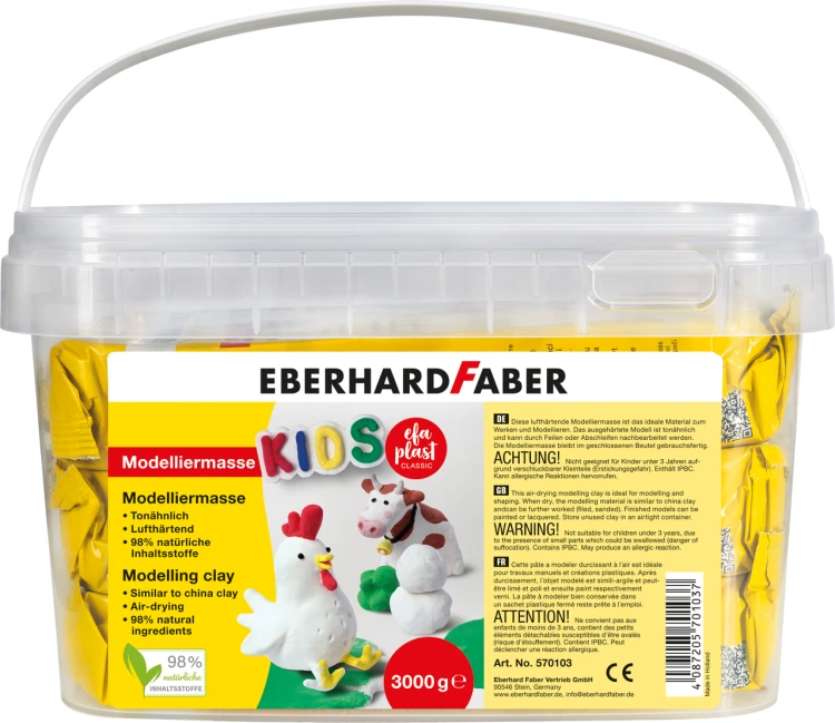 GLINA SAMOUTWARDZALNA KIDS 3 KG W WIADERKU BIAŁA EBERHARD FABER_x000D_