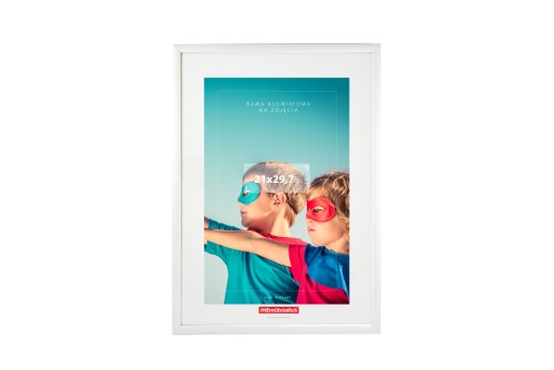 RAMKA NA ZDJĘCIA 700x500mm W RAMIE ALUMINIOWEJ BIAŁEJ MEMOBOARDS