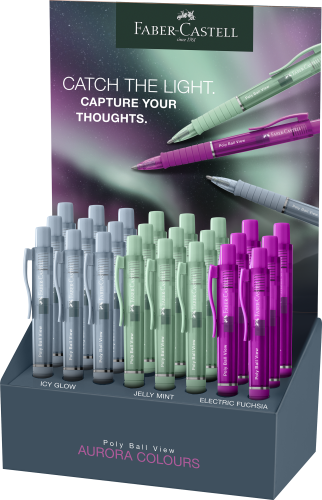 DŁUGOPIS POLY BALL VIEW DISPLAY 24 SZT. (8 X ELECTRIC FUCHSIA, 8 X JELLY MINT, 8 X ICY GLOW) FABER-CASTELL