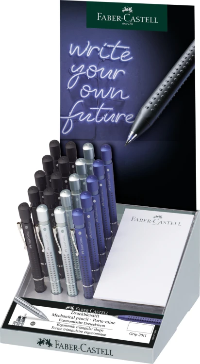 OŁÓWEK AUTOMATYCZNY GRIP 2011 METALICZNY DSPL. 20SZT. + BLOCZEK FABER-CASTELL