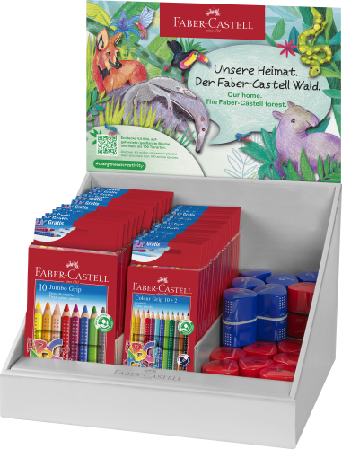DISPLAY GRIP (12 X KREDKI JUMBO GRIP,20 X KREDKI GRIP 2001, 20 X TEMPERÓWKA TRIO) FABER-CASTELL